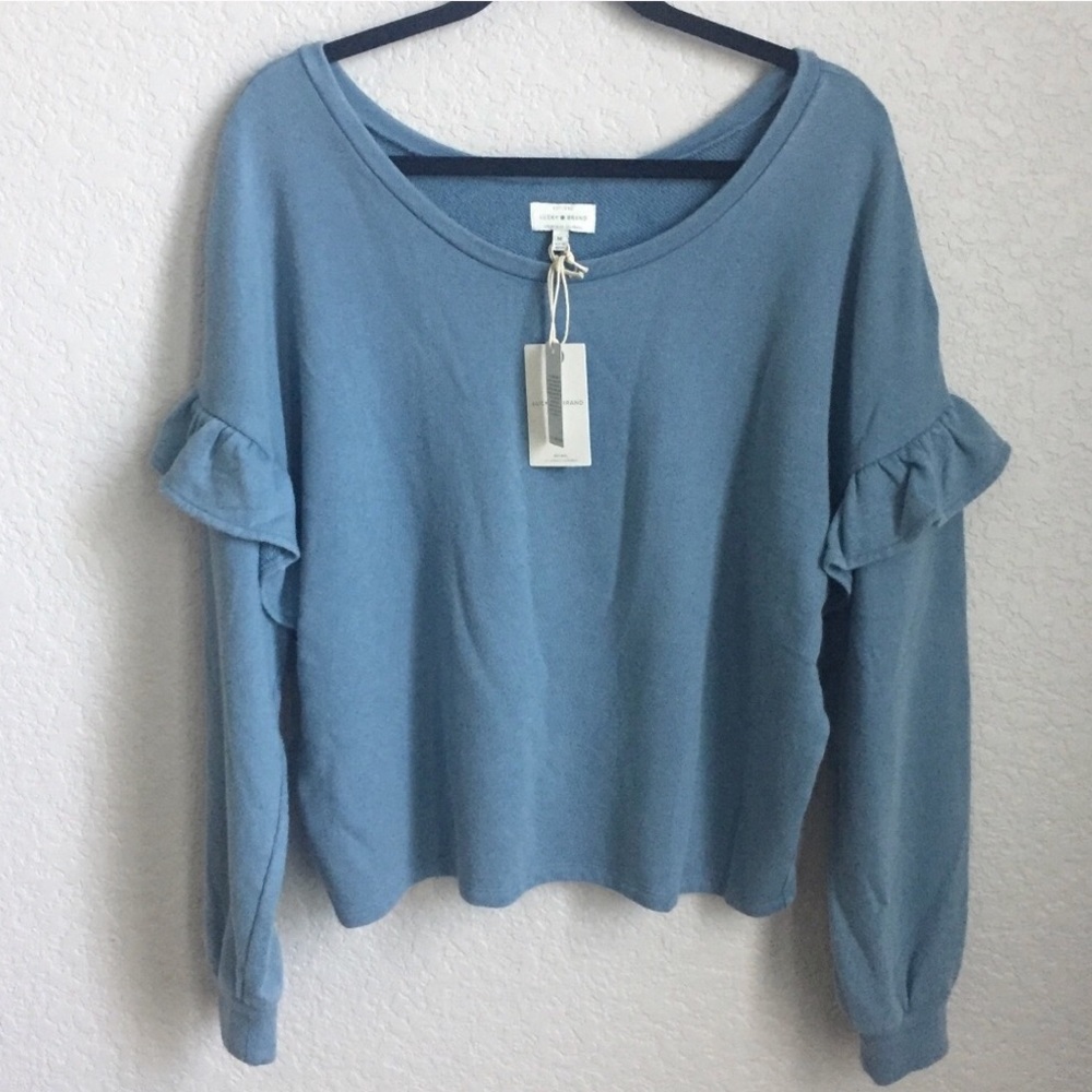 Lucky Brand | Ruffle Sleeve Sweatshirt - Picture 3 of 7